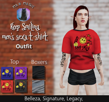 Second Life Marketplace - ::MM:: Keep Smiling Men's Sexy t-shirt Outfit